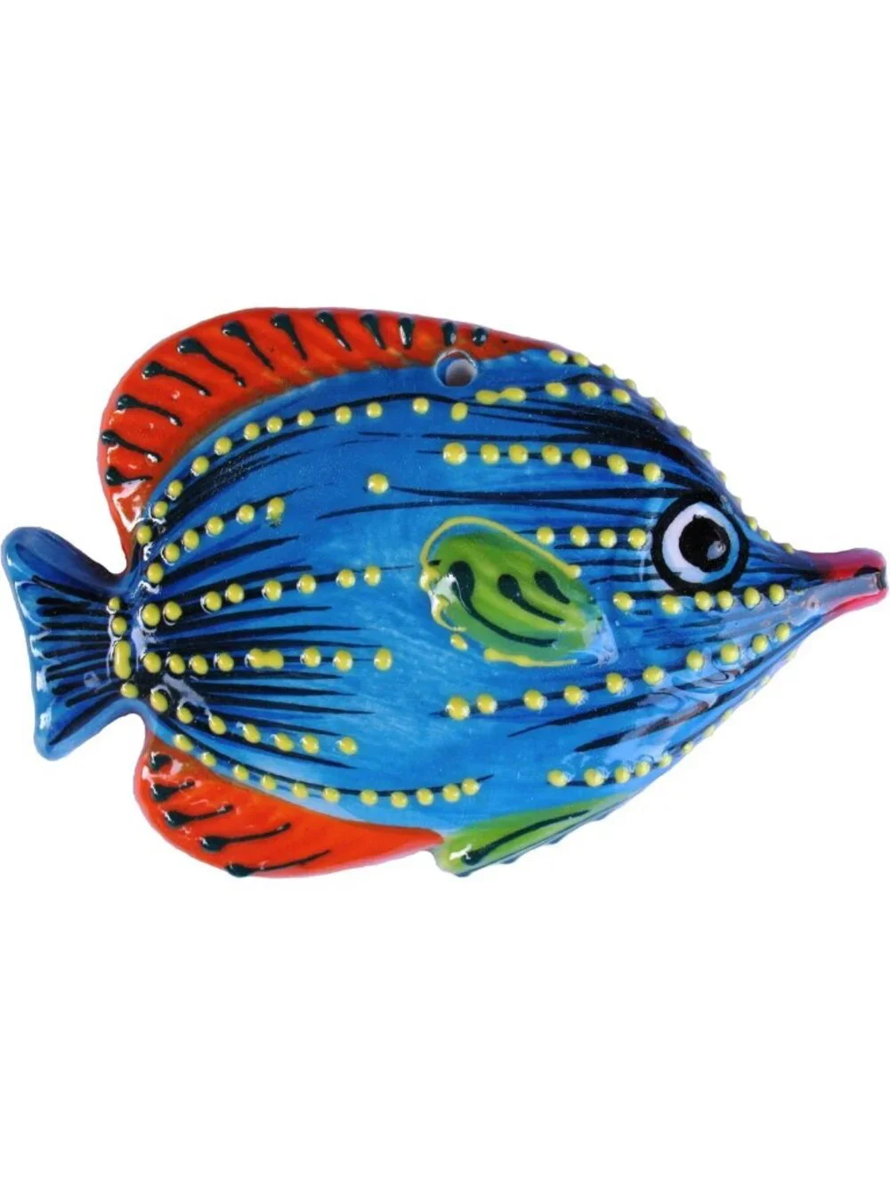 Charming 3-Piece Fish Wall Decor Set - Spanish Ceramic Art, Blue Cactus Design